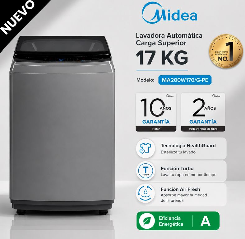 Lavadora carga superior 17 Kg Gris MA200W170/G-PE