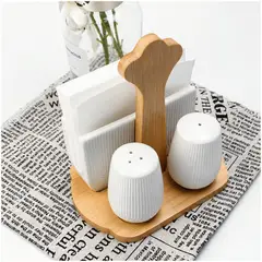 INSPIRA MARKET - Organizador Salero y Pimentero con Porta Servilletas Comedor Setx3