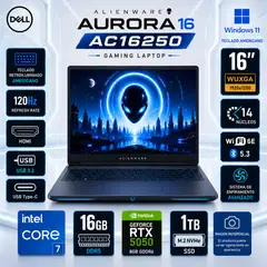 Dell - ALIENWARE AURORA 16 AC16250 GAMING Core 7 240H 1TB SSD 16GB 16" 120Hz WIN11 RTX 5050