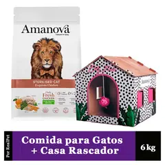 GENERICO - Comida Gato Esterilizado Amanova Pollo 6kg + Casa Rascador