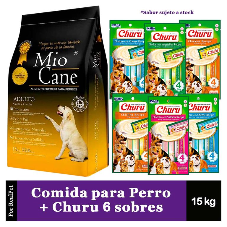 Comida Perro Adulto Premium 15 kg + Churu 6 Sobres