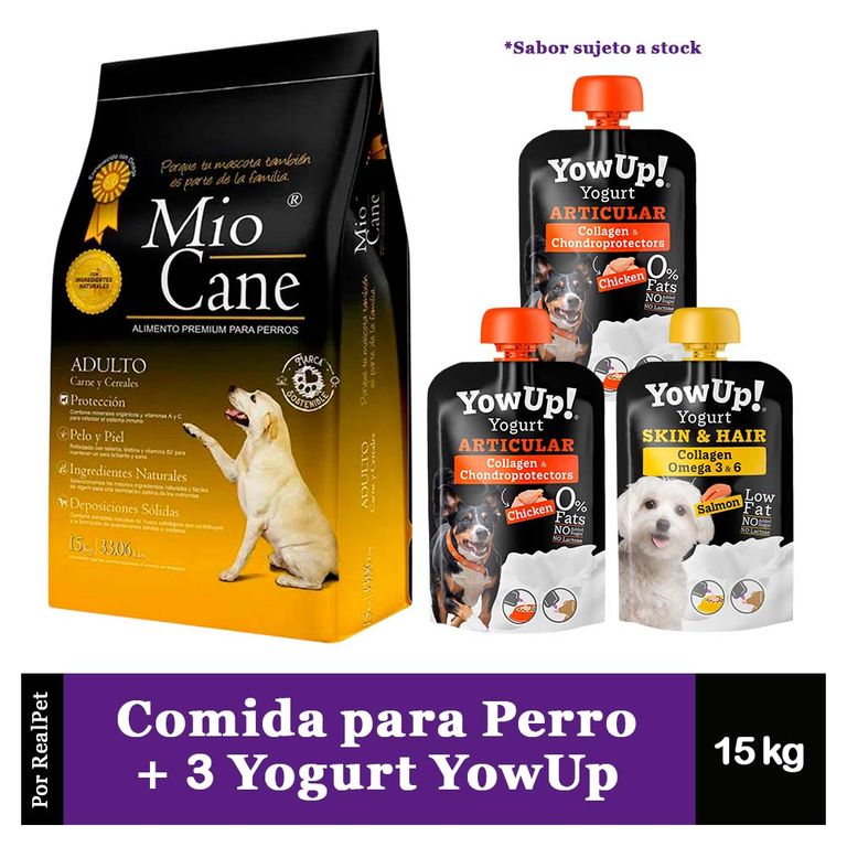 Comida Perro Adulto Premium 15 kg + 3 Yogurt YowUp