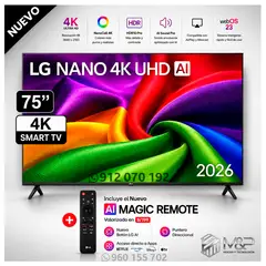 LG - Televisor 75" NANO 4K UHD AI Smart TV 75NU800BPSB 2026