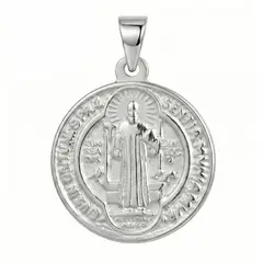 KARMY - Dije Medalla San Benito Plata 950 Regalo Unisex - 13mm