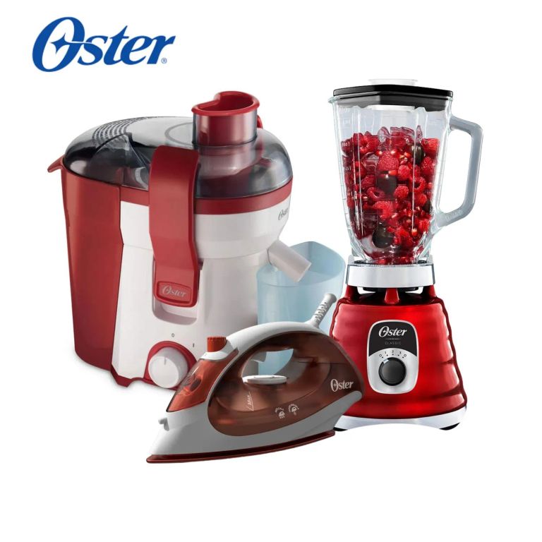 Combo Licuadora 1000W + Extractor de Jugo 400W + Plancha a Vapor