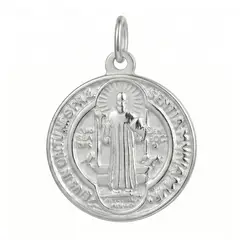 KARMY - Dije Unisex Medalla San Benito Plata 950 Regalo - 17mm
