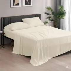 CASATEX - Juego De Sábanas 600 Hilos Algodón Egipcio King - Crema