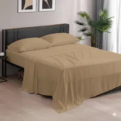 CASATEX - Juego De Sábanas 600 Hilos Algodón Egipcio King - Beige Oscuro