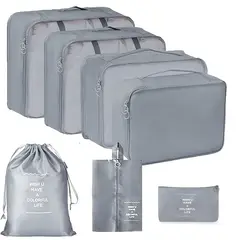 VATYERTY - Juego De 7 Bolsas Organizadoras De Ropa Para Viaje Portátiles Gris