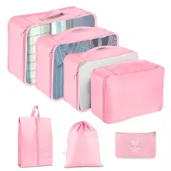 VATYERTY - Juego De 7 Bolsas Organizadoras De Ropa Para Viaje Portátiles Rosa