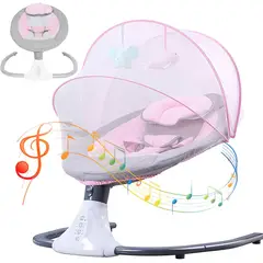 OEM - MECEDORA ELECTRICA PARA BEBES A CONTROL REMOTO-BLUETOOH Rosadogriss