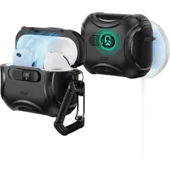 ESR - Funda Protector para AirPods Pro 3 (2025) con MagSafe, Bloqueo Anticaídas y Clip - Negro