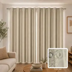 SALA FABULOSA - Cortina Blackout Tapasol 3x2.30 m – 2 Paños con Argollas - Beige