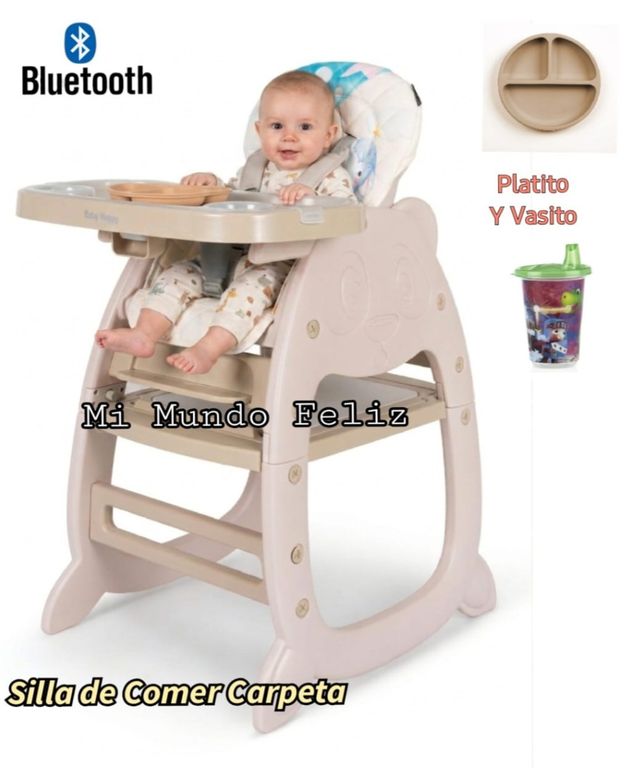 Silla de Comer Modelo Pandita Beige con Platito
