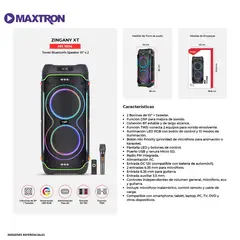 MAXTRON - Torre de sonido Bluetooth con Control Remoto e Iluminación LED RGB MX-1034