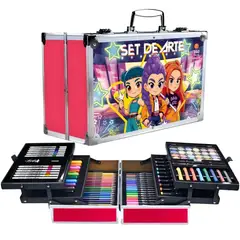 GENERICO - Set de Arte Maleta de Aluminio 132 Piezas touch y dual K-POP GUERRERA