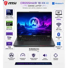 Msi - Laptop Crosshair 18 HX AI 2XWGKG-012US 18″ QHD+ 240Hz Core Ultra 9 RTX 5070 32GB 1TB SSD