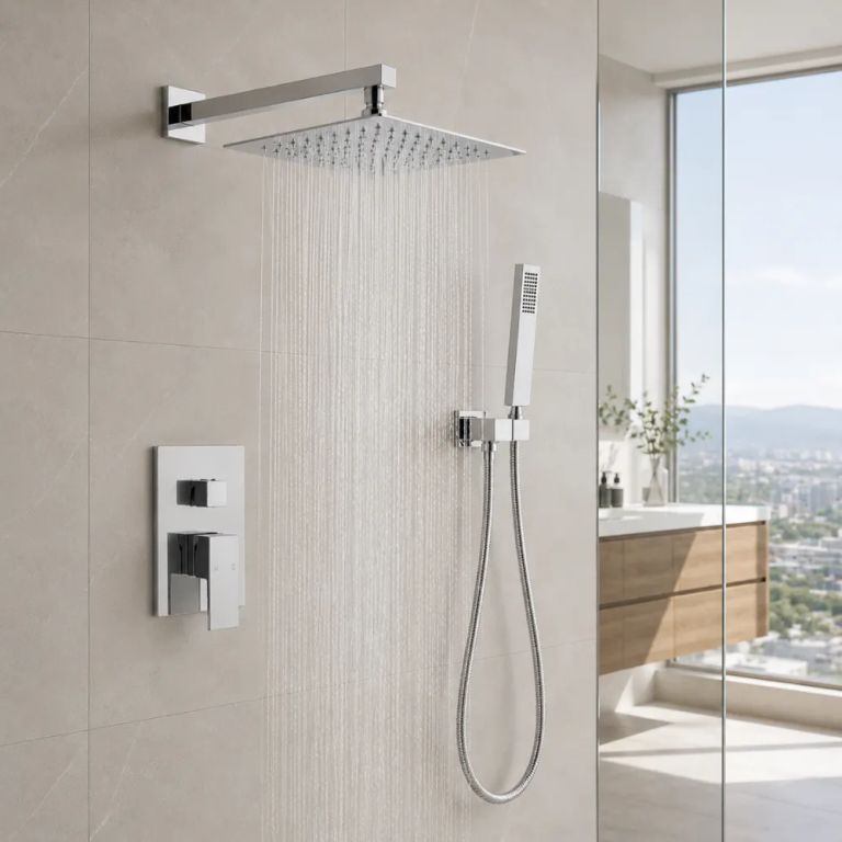 Combo Ducha española BRATIA con Monocomando Mezclador y Ducha de mano - Acero inoxidable cromado