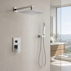 FRATELLI - Combo Ducha española BRATIA con Monocomando Mezclador y Ducha de mano - Acero inoxidable cromado