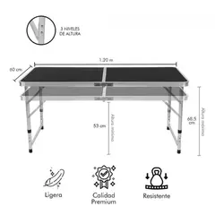 OEM - Mesa Portátil Plegable de Camping Picnic con Manija 60x120