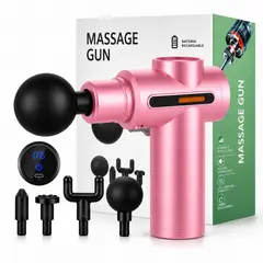 MASSAGE GUNS - Pistola De Masaje Recargable 6 Velocidades 4 Cabezales