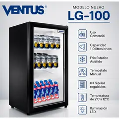 Ventus - Exhibidor Vertical 1 Puerta 110Lt LG-100 - Negro