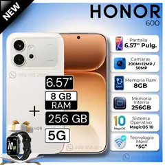 HONOR - Celular 600 5G 6.57" Pulg 8GB RAM 256GB MagicOS 10 - Dorado Platino