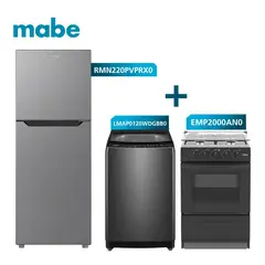 Mabe - Combo Refrigeradora 196L +Cocina Gas 51cm +Lavadora 10kg