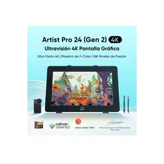 XP PEN - Pantalla interactiva XP-PEN Artist Pro 24 Gen2 24” 4K 3840 x 2160, Precision 16K, 2 x Lapis X3 Pro Negro
