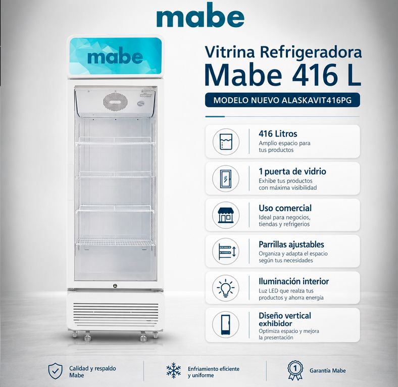 Vitrina Refrigeradora 416L Netos Blanco ALASKAVIT416PG