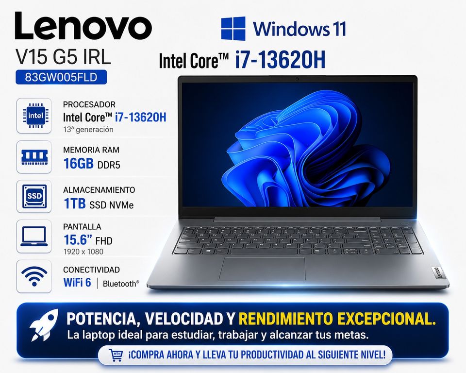Laptop V15 G5 IRL Intel Core i3-1315U 8GB RAM 512GB SSD 15.6″ Full HD W11 PRO Luna Grey