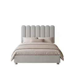 MUEBLES MACRUMO - Cama tapizada Ginebra - 2 Plz - Color Gris Claro