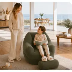 GENERICO - PUFF SOFA PARA NIÑOS CON REPOSAPIES SILLON DORMITORIO SALA TERRAZA DE POLIESTIRENO