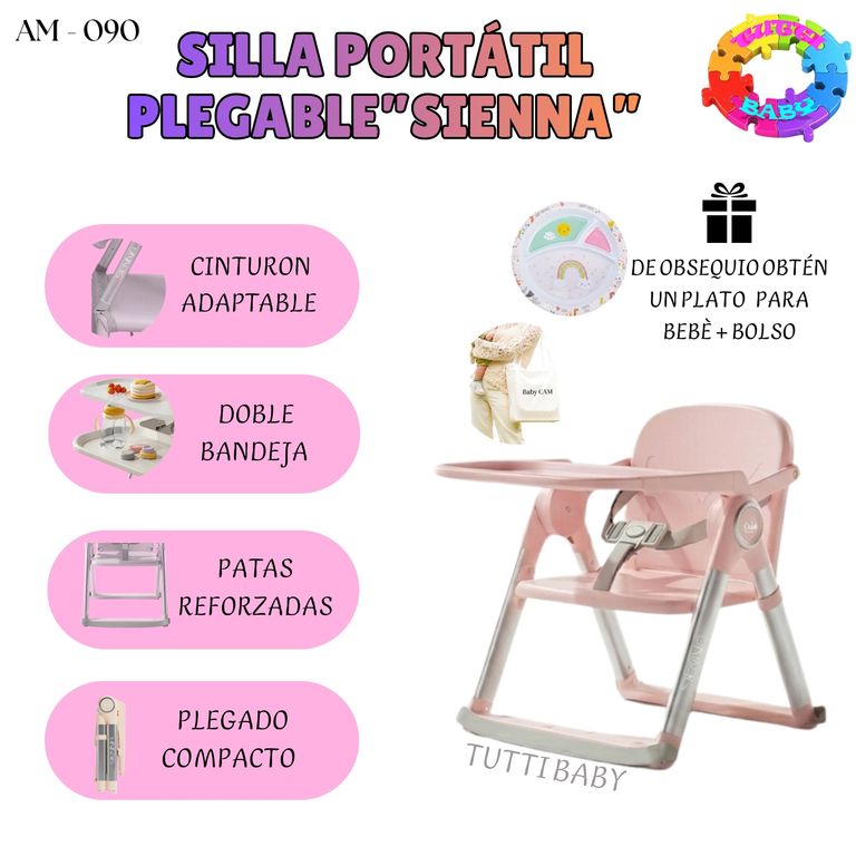 SILLA DE COMER PORATIL PLEGABLE "SIENNA" - ROSADO