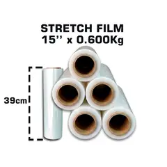 GENERICO - Stretch Film Embalaje Manual Transparente 15 Pulgadas x 0.600 Kg - Caja de 4 Unidades