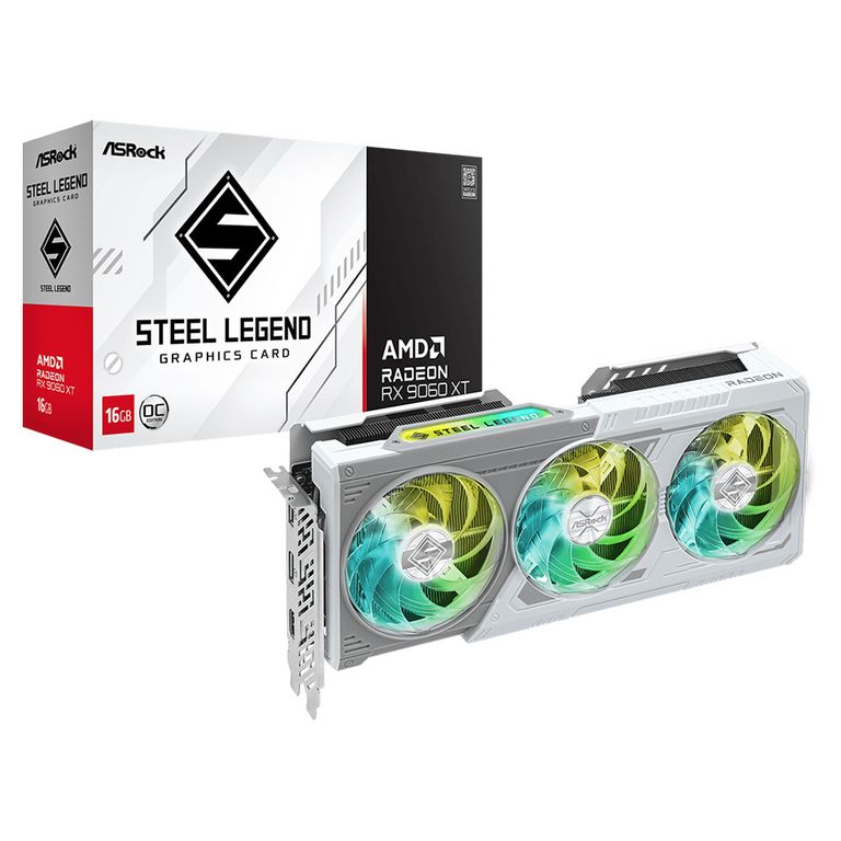 Tarjeta de video AMD Radeon RX 9060 XT Steel Legend 16GB OC, 16 GB GDDR6, PCI-E 5.0