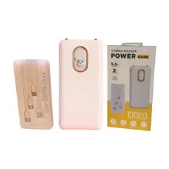 GENERICO - Cargador Portátil Power Bank 10000mAh Carga Rápida Cables Integrados y Linterna LED - Rosa