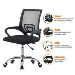 GENERICO - SILLA DE OFICINA ERGONOMICA NEGRO MOD ATLANTIS