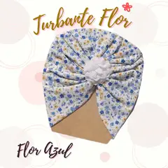 GENERICO - Turbante de bebe en algodón pima con diseño de flor