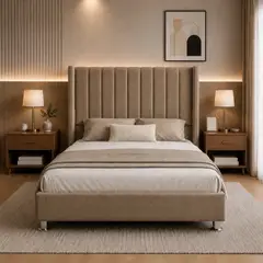 WAYRA CASA & DISEÑO - Dormitorio Warmi 2 Plazas Beige Oscuro Cabecera Box Encajonado