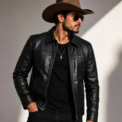 GENERICO - Casaca Cuero Importado Hombre Negra Premium Elegante Casual Cuello Clásico Milano Black