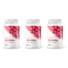 OEM - 3 x Berberina 120 Capsulas - Equilibrio de la Glucosa con Canela y Jengibre - Carmesi