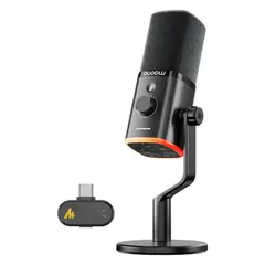 MAONO - Microfono Inalambrico PD100W Dinamico ANC USB 2.4GHz RGB Negro