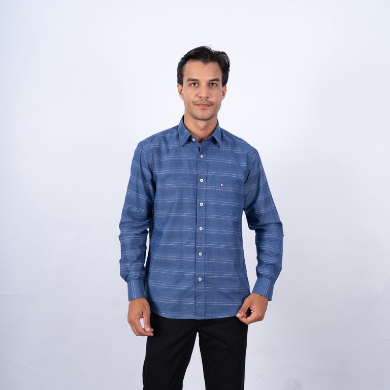 CAMISA ML ETQ AZUL PC-63618CA