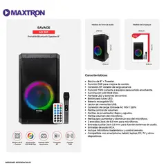 MAXTRON - Parlante Portátil Recargable Bluetooth RGB Savage MX303 TWS