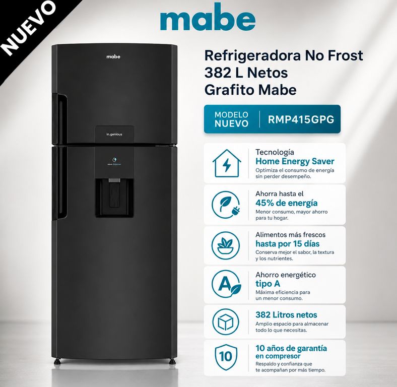 Refrigeradora No Frost 382L Grafito RMP415GPG Grafito