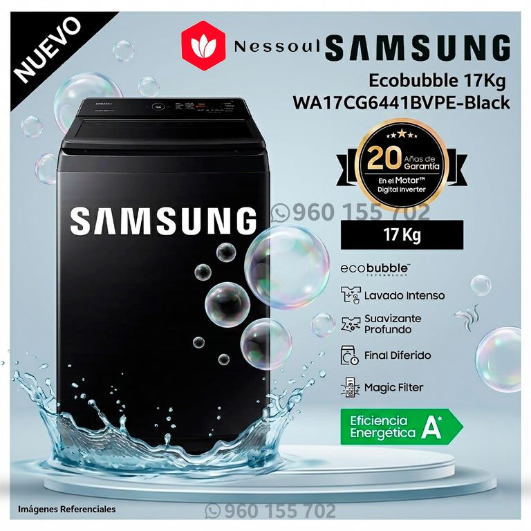 Lavadora Ecobubble 17Kg Negra WA17CG6441BVPE - Modelo Nuevo