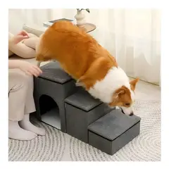 GENERICO - ESCALERA SUAVE PARA MASCOTAS DE HASTA 60KG GRIS