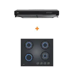 Sole - COMBO1883 Encimera Vidrio 4 hornillas 60cm+ Camp Extractora Nyx