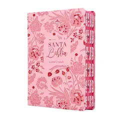 GENERICO - Biblia Reina Valera 1960 Letra Grande Manual Imit Piel Rosa Floral Con Pestañas